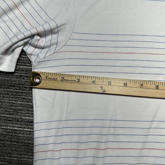 Travis Mathew Polo Shirt Men's M White Striped Short Sleeve Golf - Picture 8 of 13